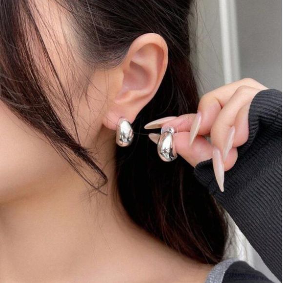 Jewelry - Silver Color Small Drop Earrings. Dome Earrings